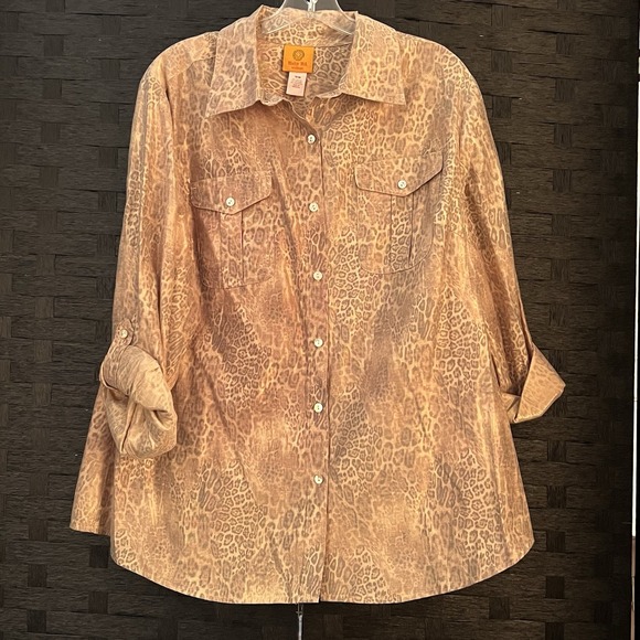 Ruby Rox Tops - Ruby Road Woman Long Sleeve Animal Print Top Blouse Sz 16 Excellent Condition!